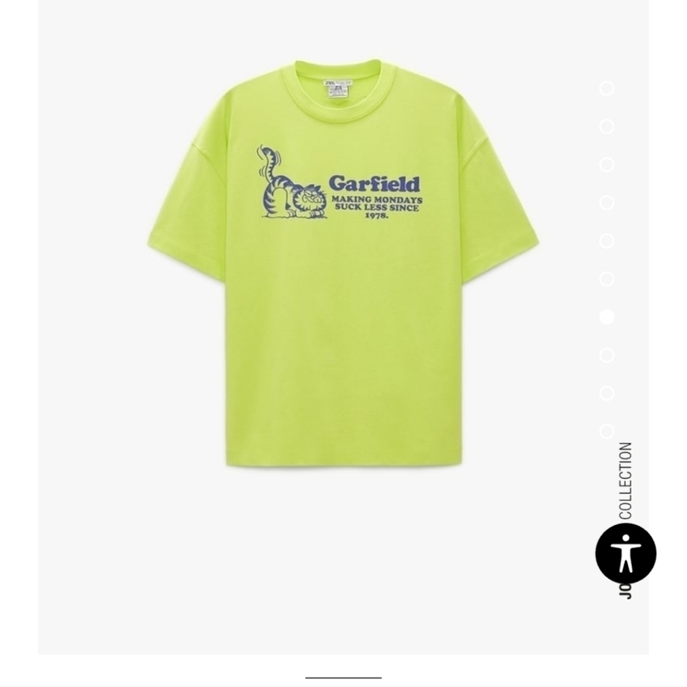 ZARA MEN WHITE GARFIELD © NICKELODEON PRINT T-SHIRT Size L #B1971 1165 405 301 - Picture 3 of 5
